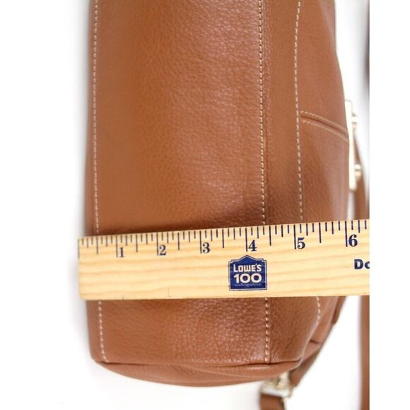 Nine West BROWN GENUINE LEATHER FLAP LOGO SHOULDER BAG HANDBAG HOBO PURSE - Picture 10 of 16